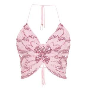 Blumarine
Sequin-embellished butterfly top - Pink